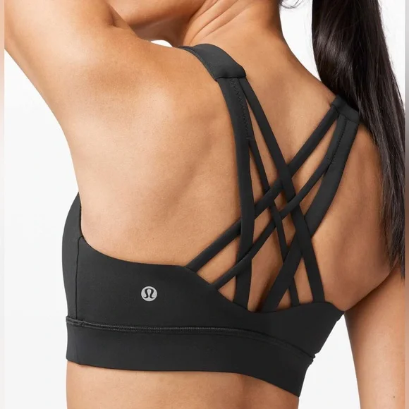 LULULEMON ATHLETICA BLACK SPORTS BRA ENERGY STRAPPY SIZE 4 WORKOUT TRENDING - Picture 3 of 11